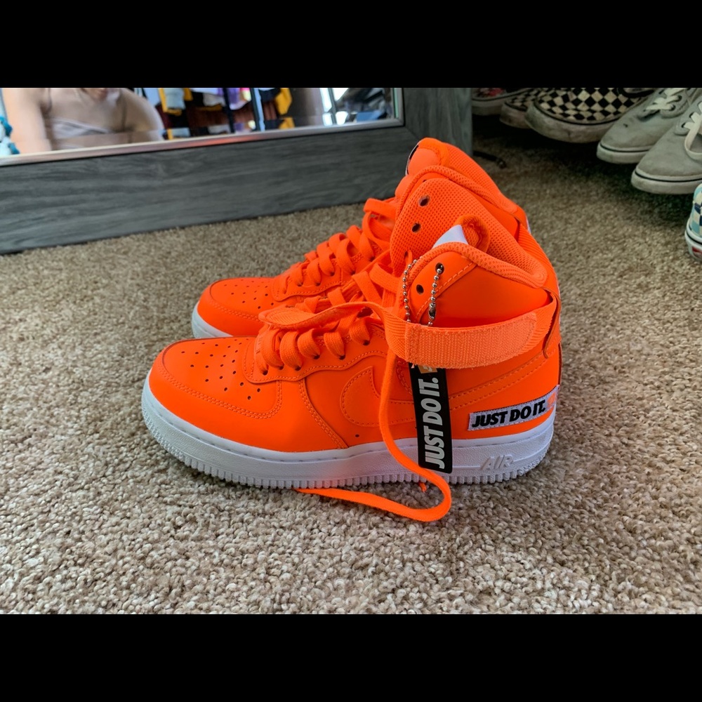 Orange high top AF1s